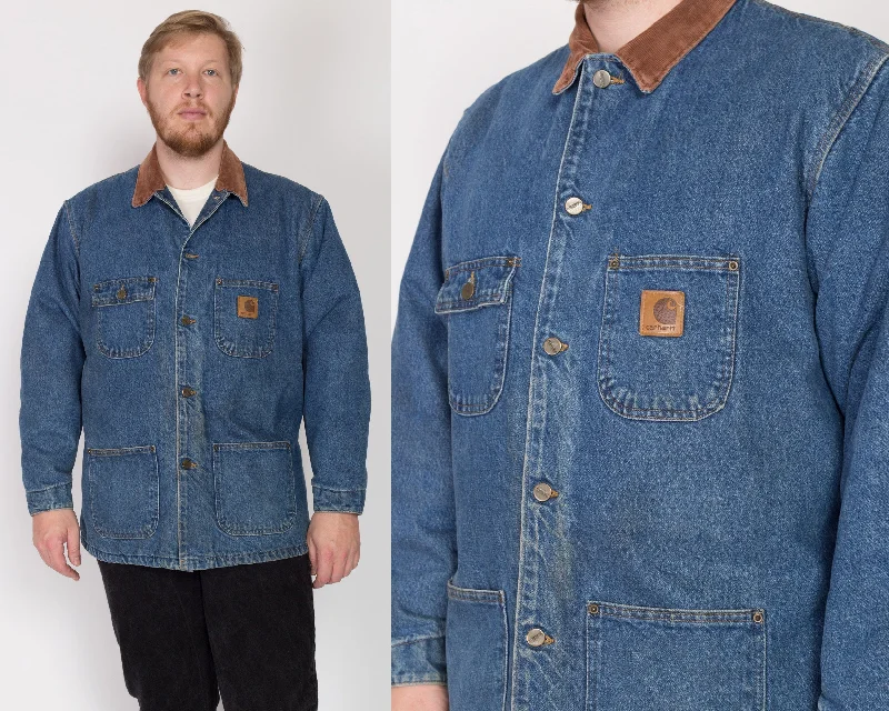 XL 90s Carhartt Denim Blanket Lined Chore Coat Elegant Women's 