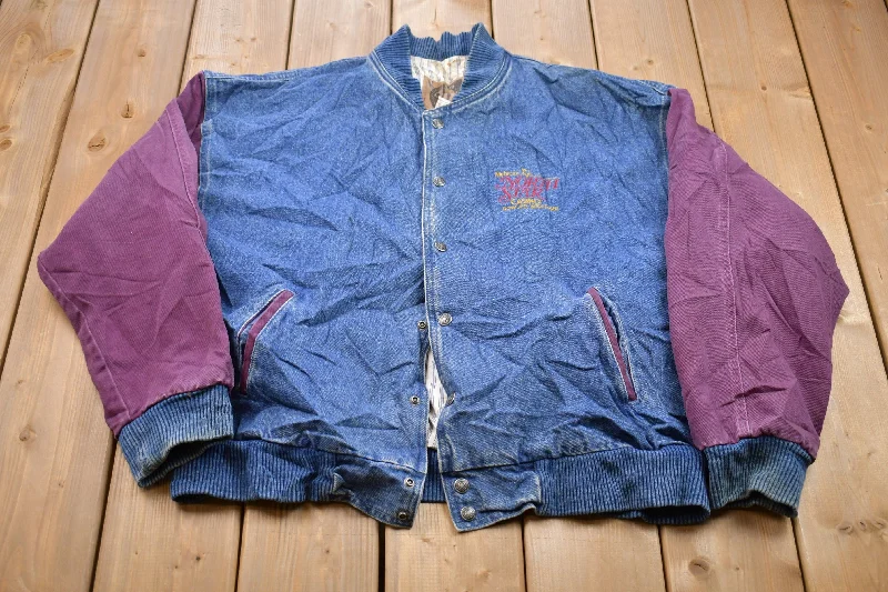 Vintage 1990s North Star Denim Bomber Jacket Cozy Women's Winter