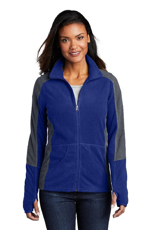 Port Authority Womens Full Zip Microfleece Jacket - Patriot Blue/Battleship Grey - Closeout Gym