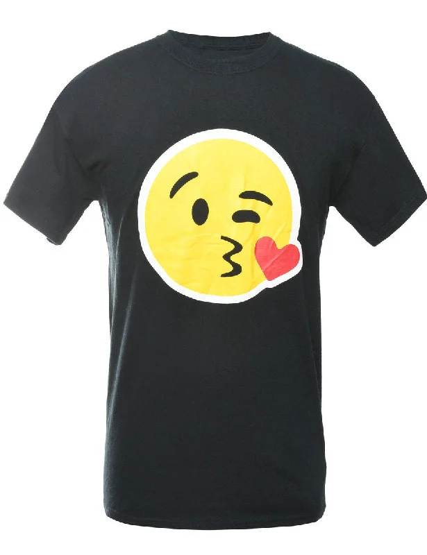 Black Printed T-shirt - M Sporty Women's Tennis