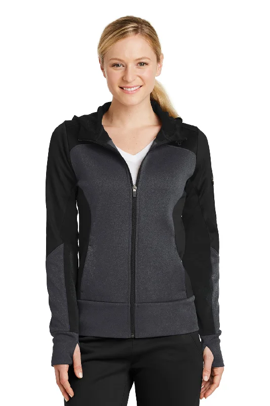Sport-Tek Womens Moisture Wicking Full Zip Tech Fleece Hooded Jacket - Black/Heather Graphite Grey - Closeout Sleek Women's Metallic Sport-Tek Womens Moisture Wicking Full Zip Tech Fleece Hooded Jacket - Black/Heather Graphite Grey - Closeout Sleek Women's Metallic