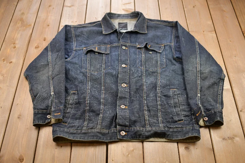 Vintage 1990s Sean John Denim Jean Jacket Artistic Women's Hand - painted