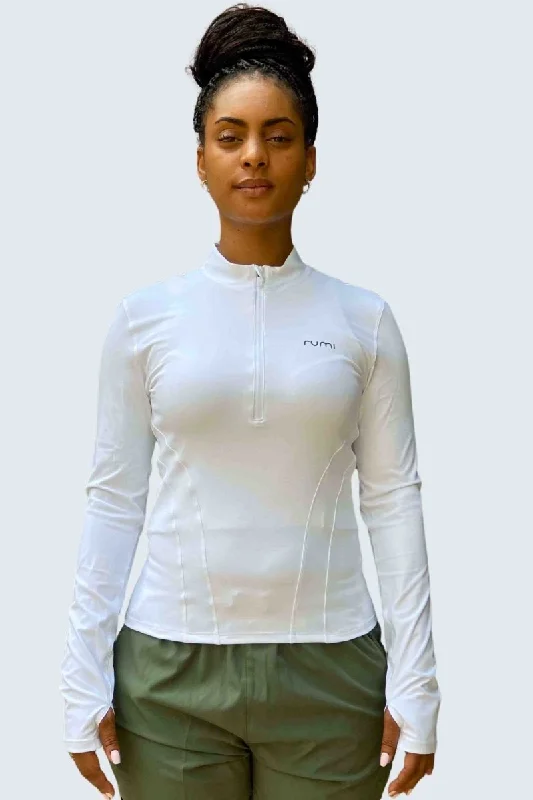 W Sun Zen Jacket Mock-Neck Half-Zip - Snow Feminine Women's Style Feminine Women's Style W Sun Zen Jacket Mock-Neck Half-Zip - Snow Feminine Women's Style Feminine Women's Style