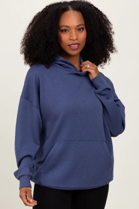 Blue Basic Hoodie Sweatshirt Disco
