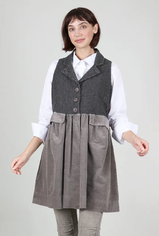 Longer Herringbone/Velvet Vest, Iron Confident Women's Power