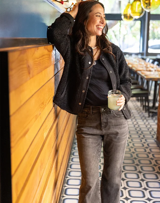 Posie Boucle Jacket: Black Classic Women's Pin - striped