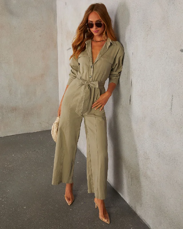 About Face Utility Waist Tie Jumpsuit Luxurious Women's High -  end Luxurious Women's High -  end