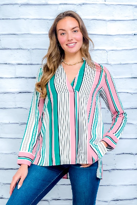 Long Sleeve V-Neck Tunic Top (ET63820) Unique Women's Upcycled