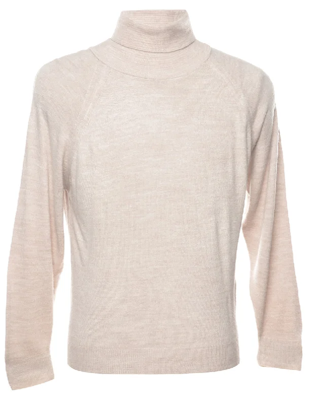 Light Brown Polo Neck Jumper - L Rugged Women's Outdoor 