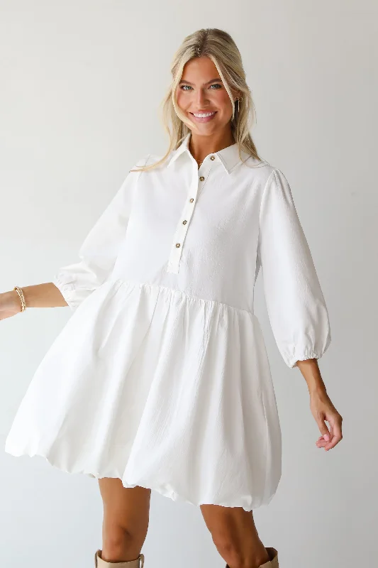Modern Moves Ivory Babydoll Mini Dress Cool Women's Skate