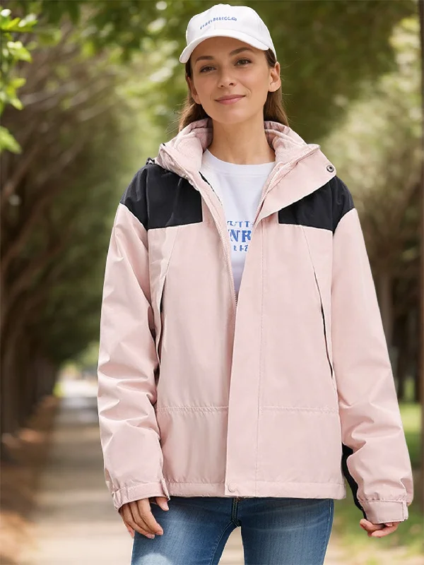 Contrast Zip Up Hooded Trench Coat with Liner Practical Women's Quick - dry