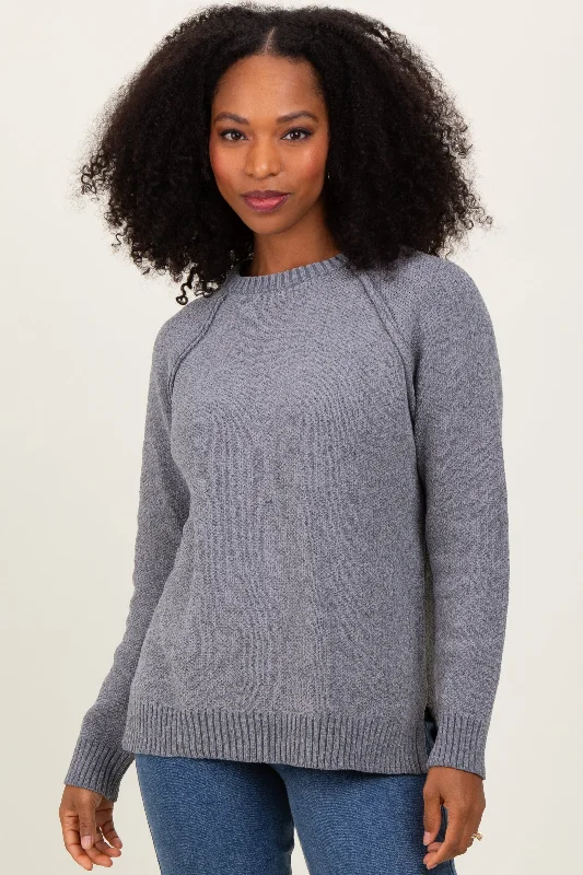 Heather Grey Raglan Knit Sweater Sporty Women's Tennis