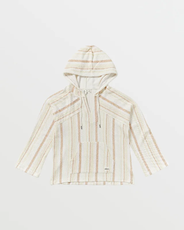 Wild And Free Poncho Style Hoodie - Tapioca Tulum Stripe Geometric