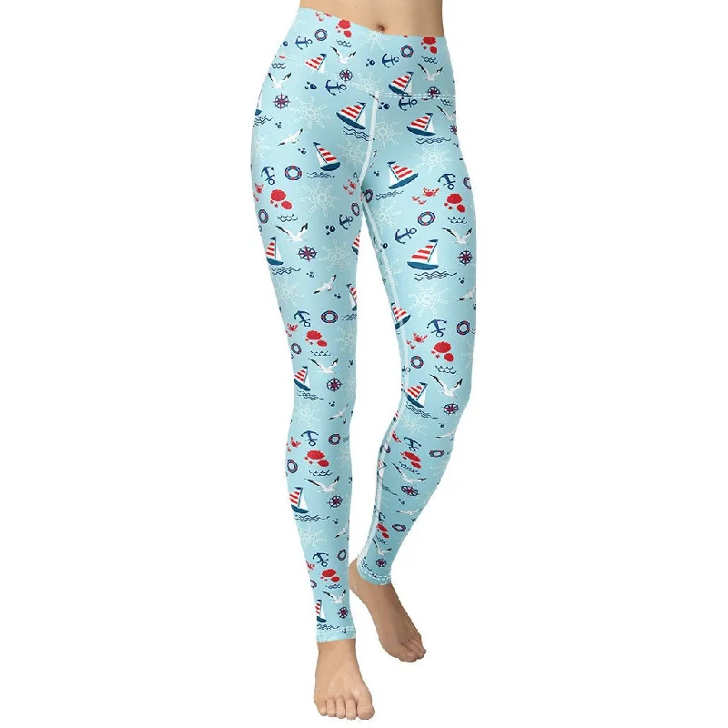 Sailing Boats Yoga Leggings Streetwear Style for 