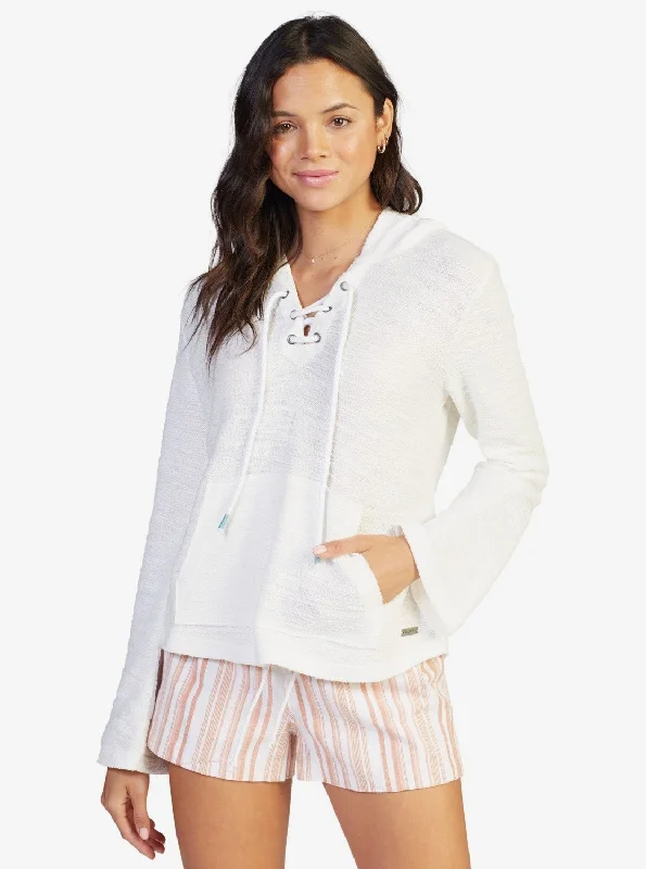 Pearling Oversized Poncho Style Hoodie - Snow White Sharp Women's Italian