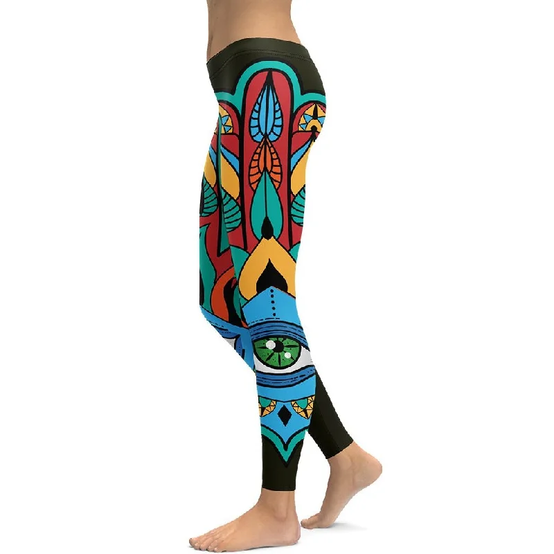 Colorful Eye Symbol Leggings Hip Women's Retro