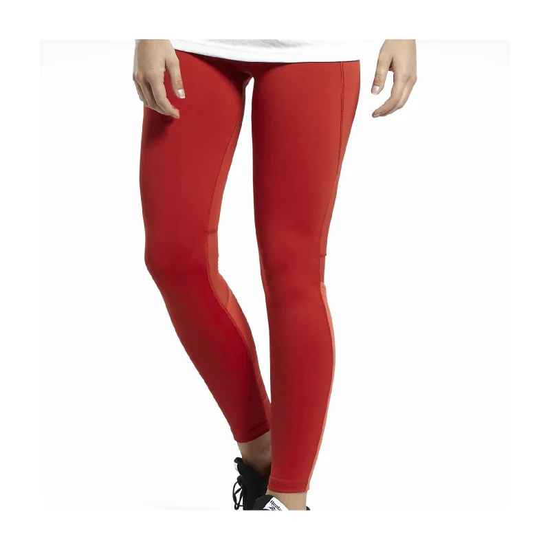 Reebok Womens CF Mesh Lux Tight Compression Athletic Pants, Orange, Large purpose