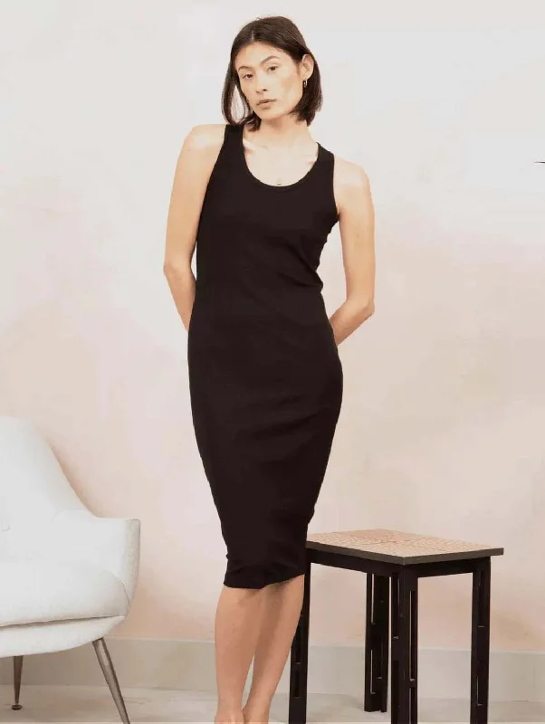 Organic Cotton Ribbed Tank Dress | Black Practical Women's Multi - 