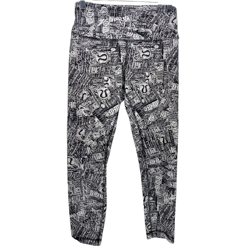 Athletic Leggings By Lululemon In Black & Grey, Size: M Sleek Women's Metallic