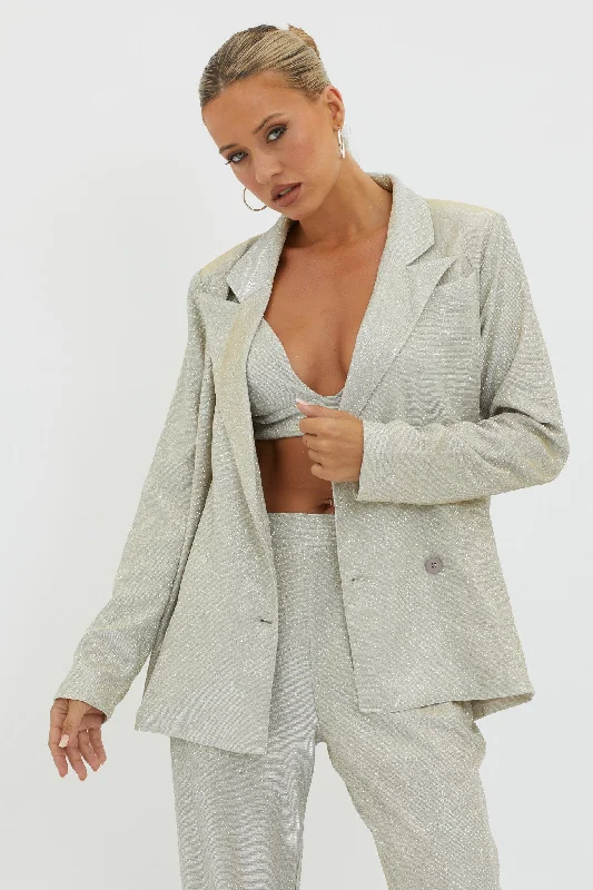 Joyeux Notch Lapel Jacket Champagne Traditional Women's 