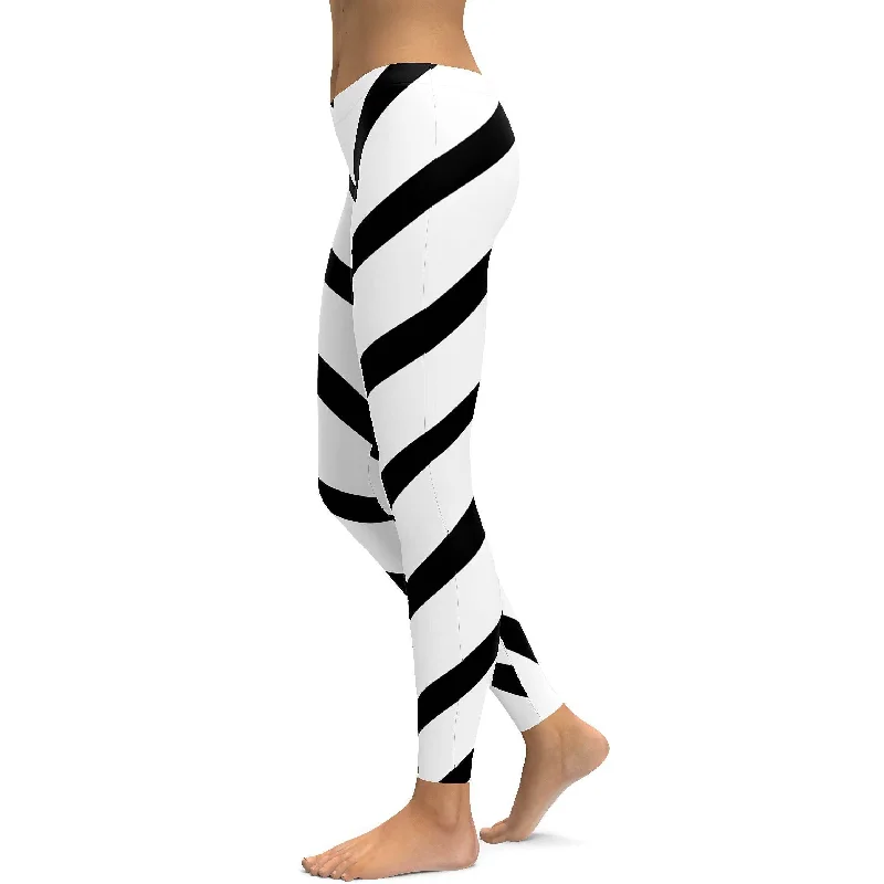 Black & White Striped Leggings Relaxed Women's 