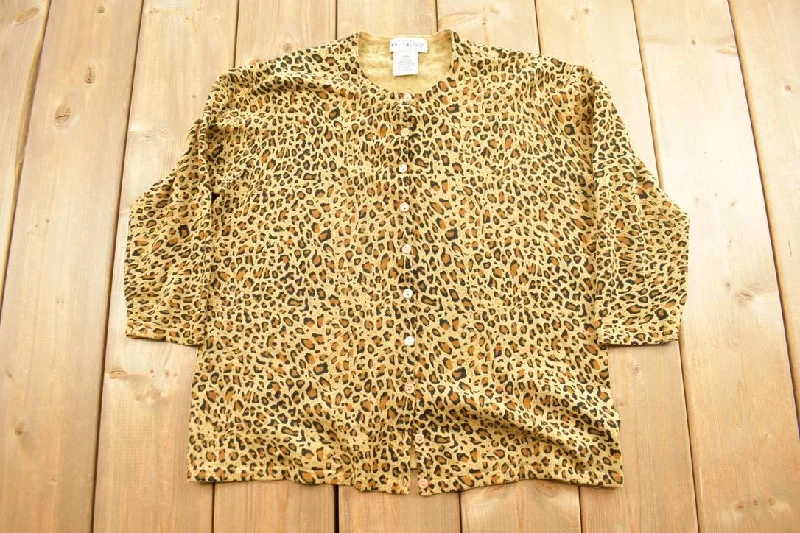 Vintage 1990's White Stag Leopard Button Up Light Jacket Geometric