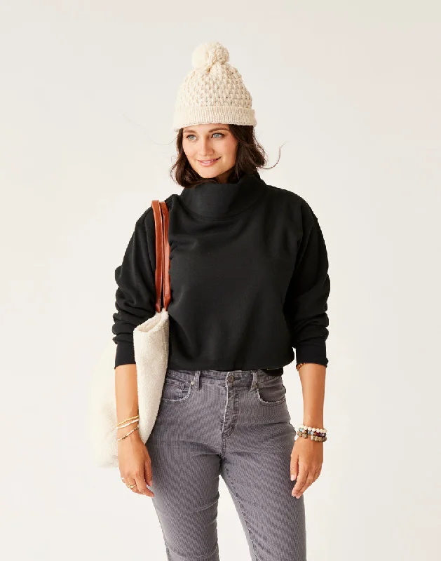 Lennox Fleece Top: Black Relaxed Women's 