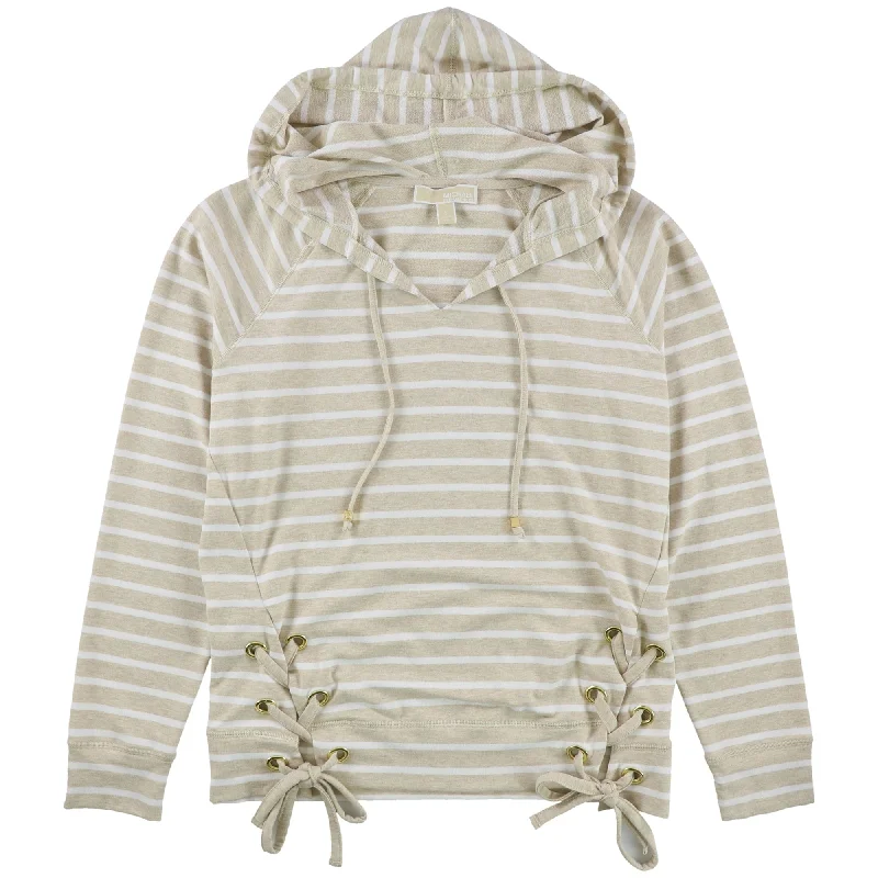 Michael Kors Womens Lace-Up Sides Hoodie Sweatshirt, Beige, Small Polished Women's Silk Polished Women's Silk Michael Kors Womens Lace-Up Sides Hoodie Sweatshirt, Beige, Small Polished Women's Silk Polished Women's Silk