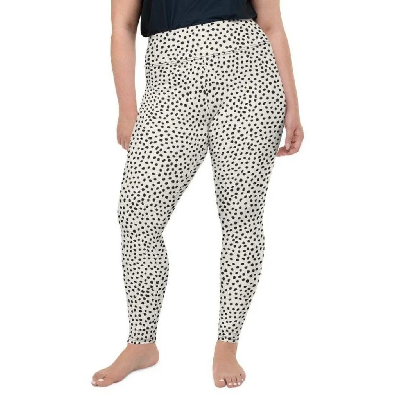 Beige Polka Dot Pattern Plus Size Leggings Practical Women's Quick - dry