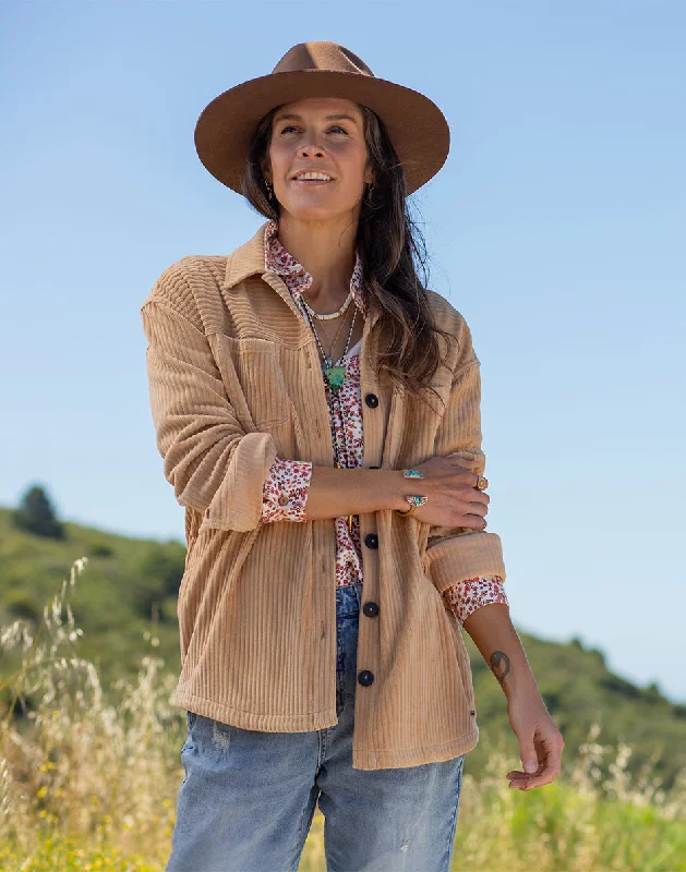 Hudson Stretch Cord Shacket: Camel Modern Women's 