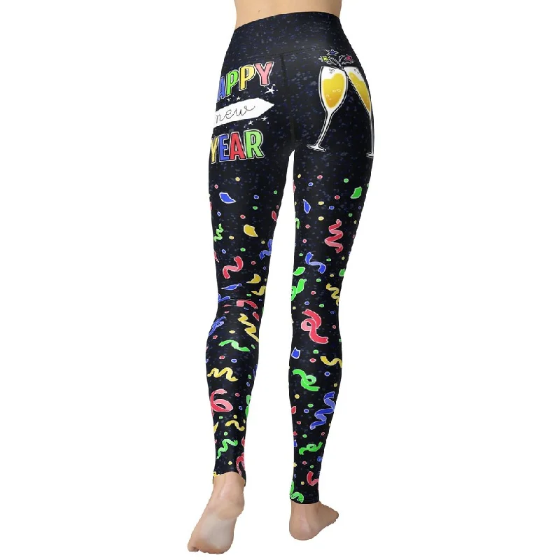 New Year Cheers Yoga Leggings Geometric Geometric