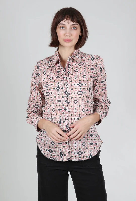 Crinkle Quartz Tile Shirt, Dusty Pink Sleek Women's Metallic