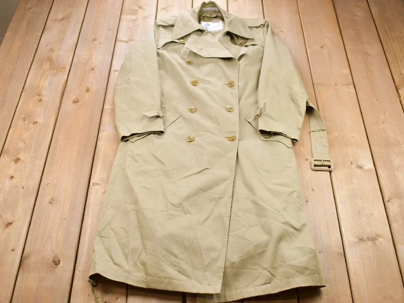 Vintage 1980s Misty Harbor Trench Coat Jacket Geometric