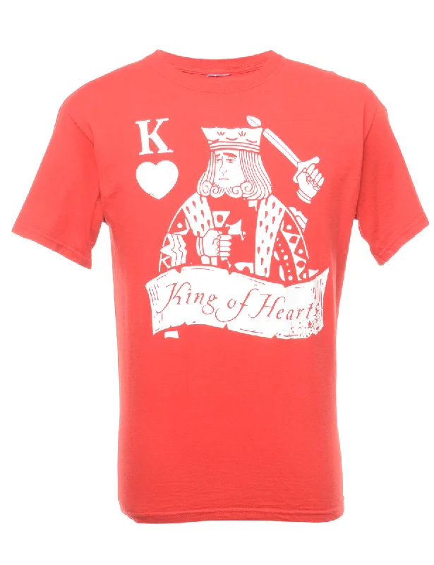 King Of Hearts Printed T-shirt - M Tough Women's Military - inspired
