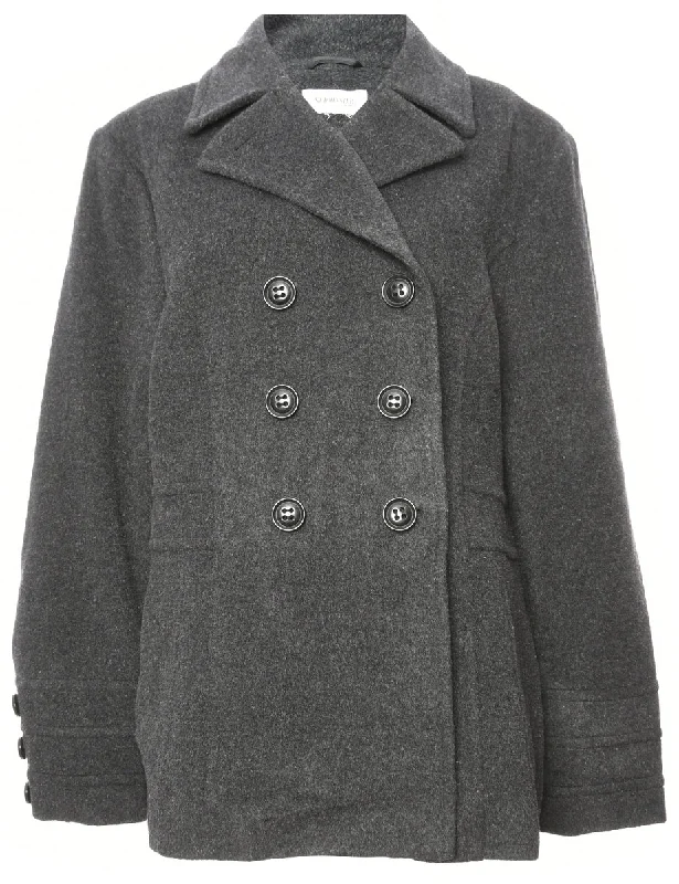 Double Breasted Wool Coat - L Feminine Women's Soft  Feminine Women's Soft 