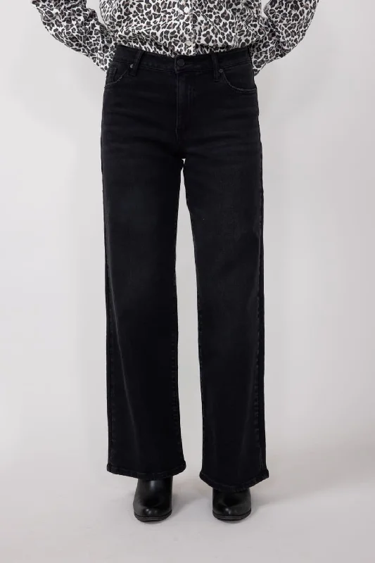 KanCan High Rise Wide Leg Clean Hem Jeans for Women in Black | KC70085BK Refined Women's Classic KanCan High Rise Wide Leg Clean Hem Jeans for Women in Black | KC70085BK Refined Women's Classic