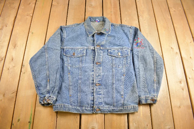 Vintage 1998 USA Olympic Team Button Up Jean Jacket Relaxed Women's Beachy