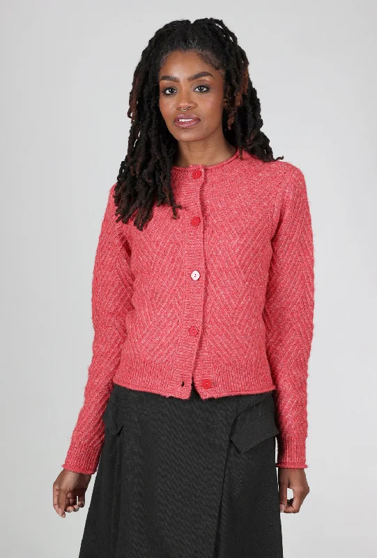Pauline Cable Cardie, Strawberry Refined Women's Hand - crafted