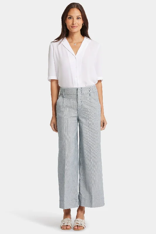 Mona Wide Leg Trouser Ankle Jeans - Canyon River Stripe Sophisticated Women's 