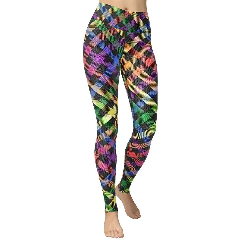 Colorful Plaid Yoga Leggings performance