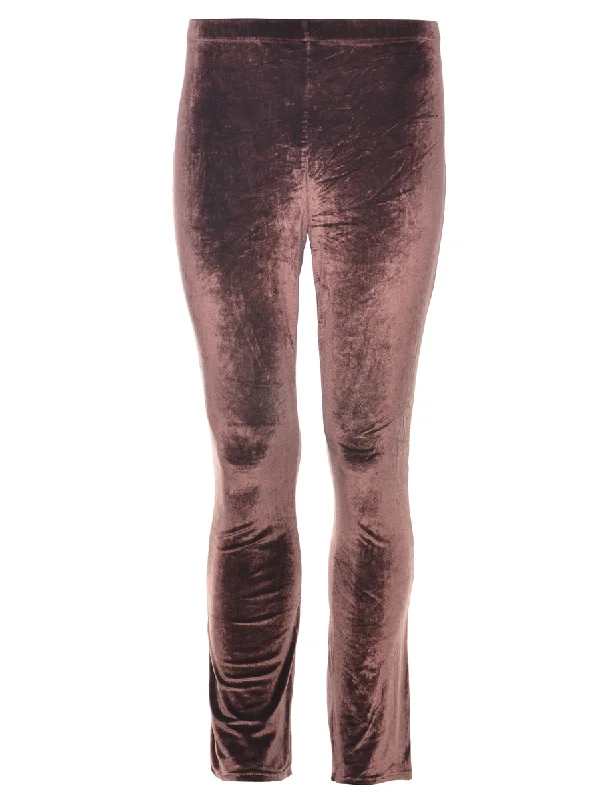Dark Brown Velvet Trousers - W30 L31 Sophisticated Women's Tailored