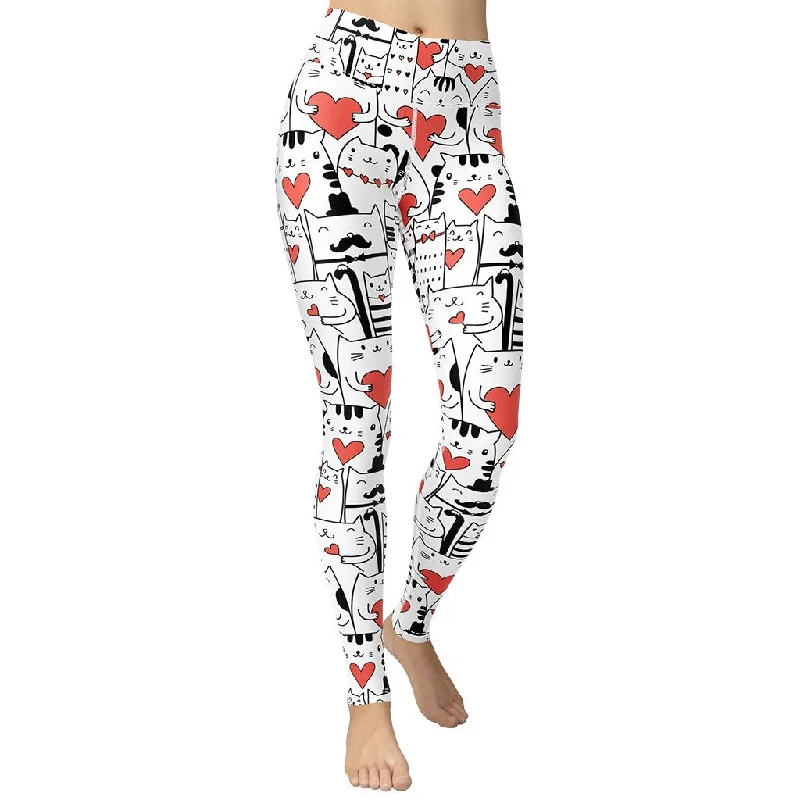 Kitties in Love Yoga Leggings Sophisticated Women's Tailored
