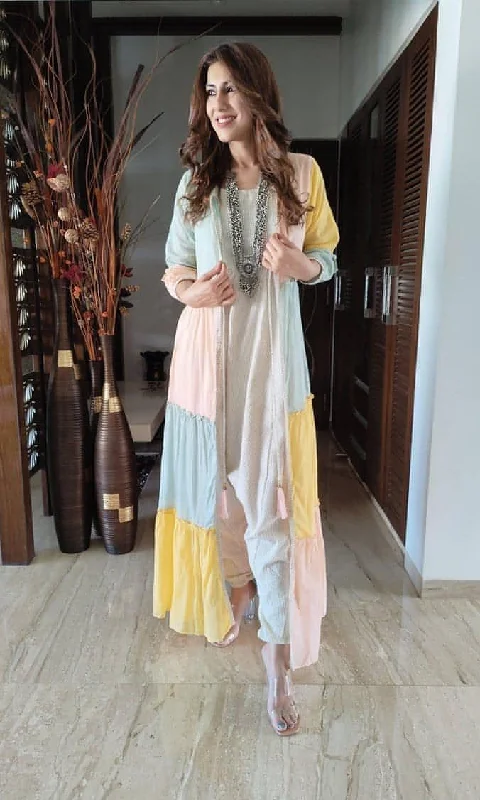 Dhoti Jumpsuit With Yellow Pastel Jacket Bold Women's Statement