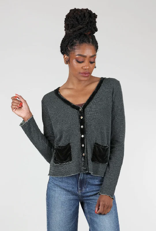 Marble Knit Velvet-Pocket Sweater, Myrtle Edgy Women's Punk