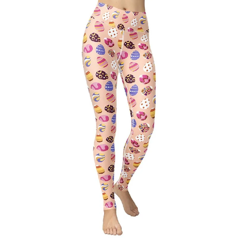 Fun Easter Eggs Pattern Yoga Leggings Confident Women's Power