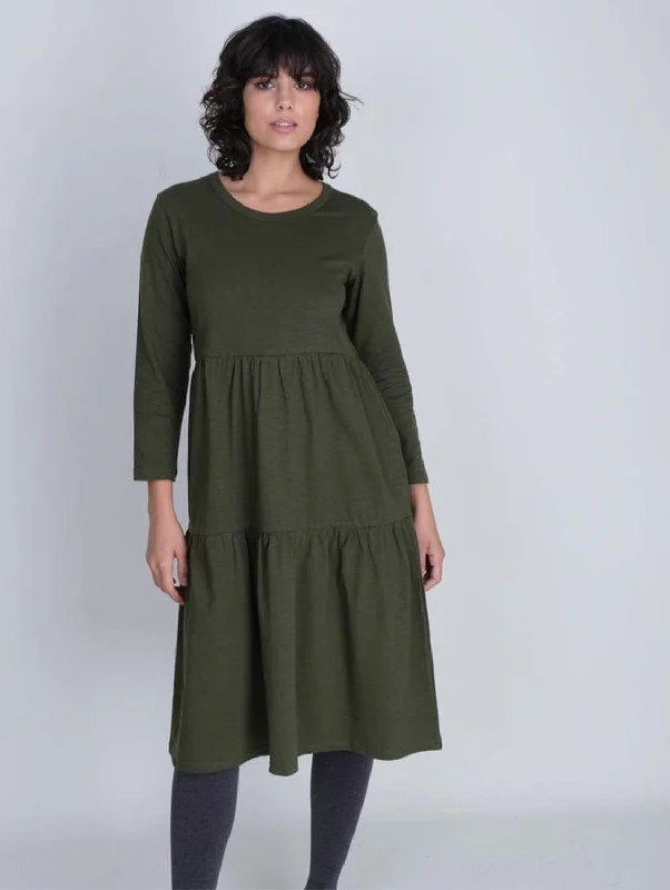 Maya Organic Cotton Jersey Dress | Green Stylish Women's Tropical 