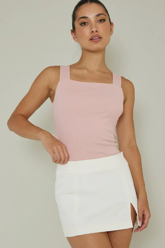 High Time Square Neckline Leotard Blush Compression