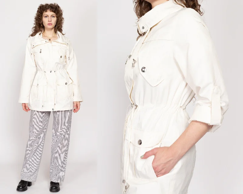 Small Y2K White Betsey Johnson Drawstring Waist Jacket Traditional Women's 