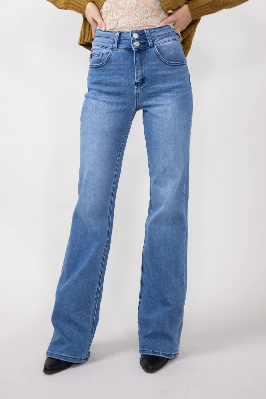 KanCan High-Rise Wide Flare Jeans for Women | KC20020M Disco