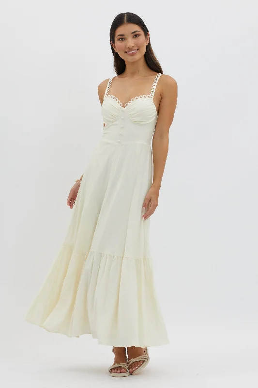 Golden Suns Scallop Trim Midi Dress Butter Modern Women's 